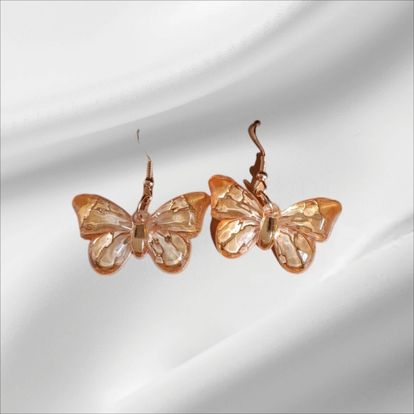 Yellow Butterfly Earrings - Picture 2 of 3